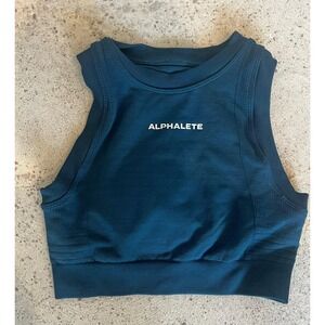 ALPHALETE Teal Blue Sleeveless‎ Athletic Cropped Tank Top